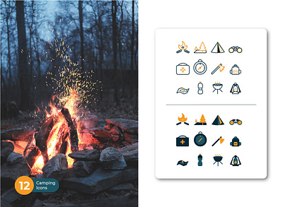 Camping Icons camp camping design digital art forest graphic design iconography icons illustrations