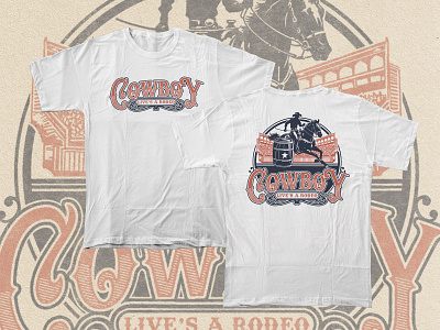 COWBOY LIVE'S RODEO artwork badge brand design branding clothing design cowboy cowboy art cowboy clothing design graphic design illustration logo rodeo tshirt design vintage western western fashion western graphic design wildwest