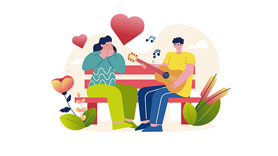 Lovers Playing Guitar 2D Animation 2d animation couple date flat guitar illustration love lovers man motion music playing guitar relationship romance romantic serenade singing valentine woman