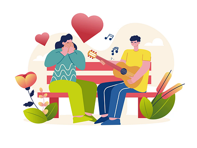 Lovers Playing Guitar 2D Animation 2d animation couple date flat guitar illustration love lovers man motion music playing guitar relationship romance romantic serenade singing valentine woman