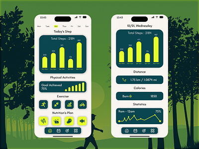 Fitness Tracking App UI activity calorie tracking customizable goals distance tracking exercise fitness fitness app ui health monitoring pedometer personalized workouts progress tracking tracking ui weight loss wellness workout