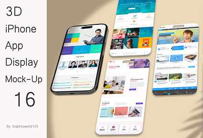 3D iPhone App Display Mock-Up 16 iphone 16