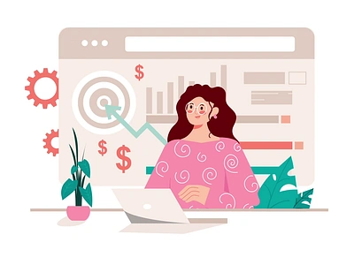 Business Target 2D Animation 2d analytics animation business strategy business success business target businesswoman financial growth financial planning flat goal illustration marketing motion office work online marketing smm target woman