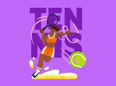 Tennis 2d adobe illustrator art character character design design digital art hand drawn illustration olympics sports tennis typography