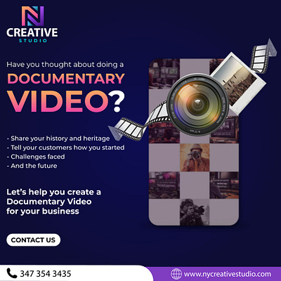 Document Your Story with NY Creative Studio! branding brochures design documentary video graphic design illustration logo typography ui ux vector video creation