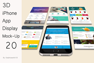 3D iPhone App Display Mock-Up 20 iphone 16