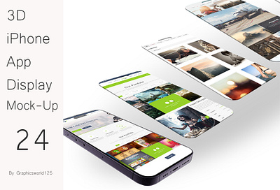 3D iPhone App Display Mock-Up 24 iphone 16
