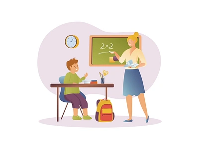 Study At The Elementary School 2D Animation 2d animation back to school chalkboard children classroom education elementary school flat illustration kids learning lesson motion school school supplies student studying teacher teaching