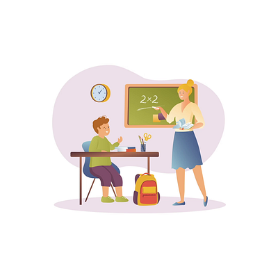 Study At The Elementary School 2D Animation 2d animation back to school chalkboard children classroom education elementary school flat illustration kids learning lesson motion school school supplies student studying teacher teaching