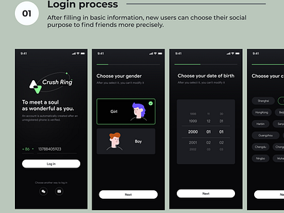 Social Media Platform - Crush Ring app branding graphic design motion graphics producdesign socialmedia ui uiux