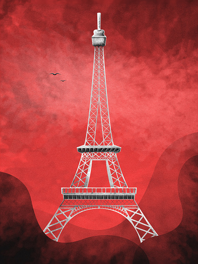 Eiffel tower - illustration exploration architect black dark eiffel illustration mood paris red simple style texture tower