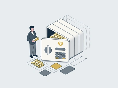 Crypto savings 🔐 bank banking bitcoin coin crypto crypto illustration cryptocurrency ethereum gold gold ingot illustration ingot safety savings website illustration