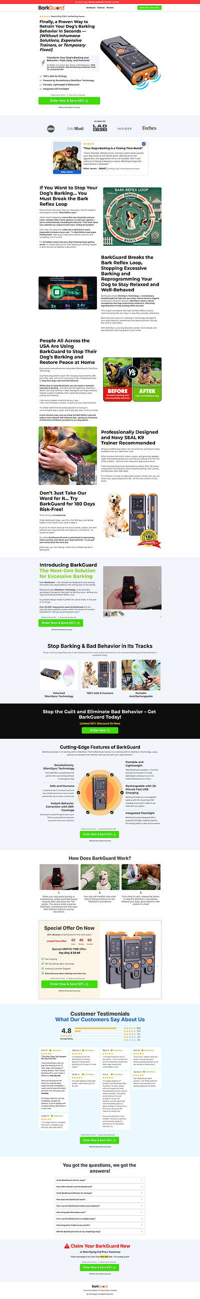 BarkGuard - Built On Funnelish advertorial page design designing funnel dog funnel funnel funnelbuilder funnelish offer page product page sales funnel sales page