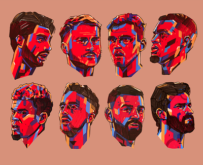 FC Liverpool - Portraits Illustrated character faces illustrated fc liverpool football illustrated faces illustration illustrator liverpool liverpool portraits people portrait portrait illustration portrait illustrations procreate soccer soccer illustrated