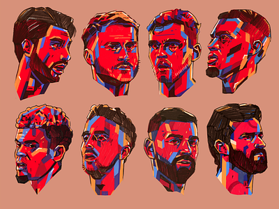 FC Liverpool - Portraits Illustrated character faces illustrated fc liverpool football illustrated faces illustration illustrator liverpool liverpool portraits people portrait portrait illustration portrait illustrations procreate soccer soccer illustrated