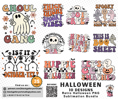 Retro Halloween Sublimation Design autumn