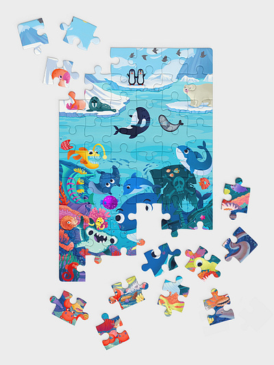 Children's illustration: sea animals animal art brand branding digital digital art game graphic design illustration kids kids game kids illustration letters puzzle sea sea animal