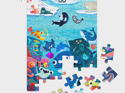 Children's illustration: sea animals animal art brand branding digital digital art game graphic design illustration kids kids game kids illustration letters puzzle sea sea animal