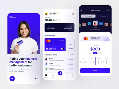 Finexa Finance App Design appdesign appdesigninspiration cardesign cleandesign designconcept figmadesign financeapp finexaapp fintech follower graphic design iosdesign mobileapp monemanagement moneytransfer sendmoney transaction ui uidesign uiuxdesign