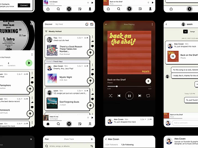 Music Sharing Platform App Screens animation applications branding mobile motion graphics music ui ux