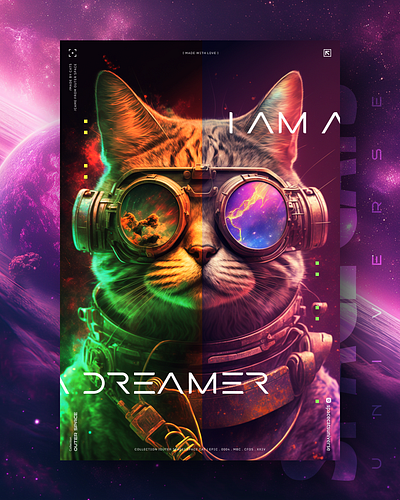 I am a dreamer 🚀 ai branding cat daliy design illustration poster print