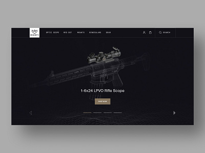 Mighty hero design black firearms gear gray hero design hunters illustration mighty tactical optical scope optics rifle shooting sight typography web design