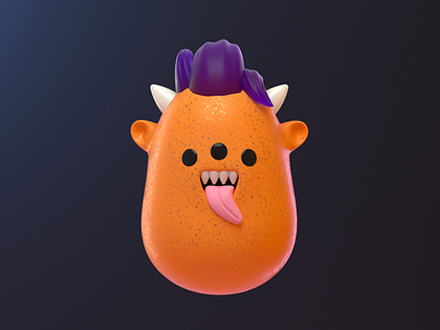 Orange Monster 3d art blender c4d character design illustration monster monstruo naranja orange render vago3d