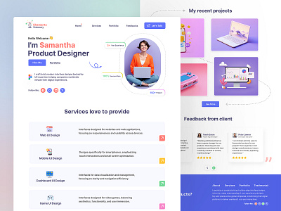 Portfolio Landing Page Website for Product Designer 3d branding creative design graphic design interaction interface landing page minimal portfolio product designer typography ui ux wireframe