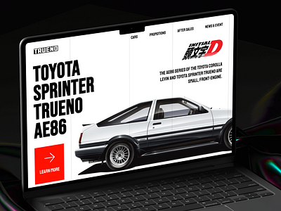 Landing Page Design for The Iconic Toyota Sprinter Trueno ae86 branding design landing page toyota trueno ui ux website