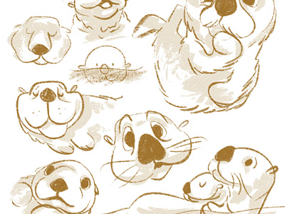 Sketching Otters animal curious illustration kid lit mom monochromatic otter procreate sketch