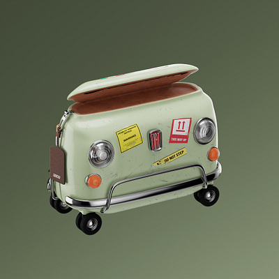 Fiat 500 suitcase 3d 500 blender3d car case design fiat product suitcase