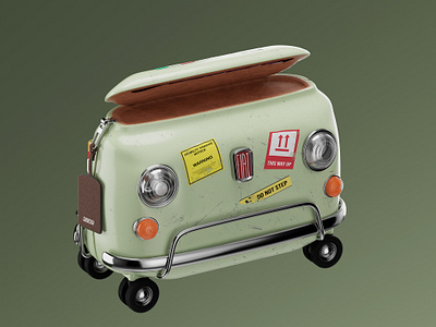 Fiat 500 suitcase 3d 500 blender3d car case design fiat product suitcase