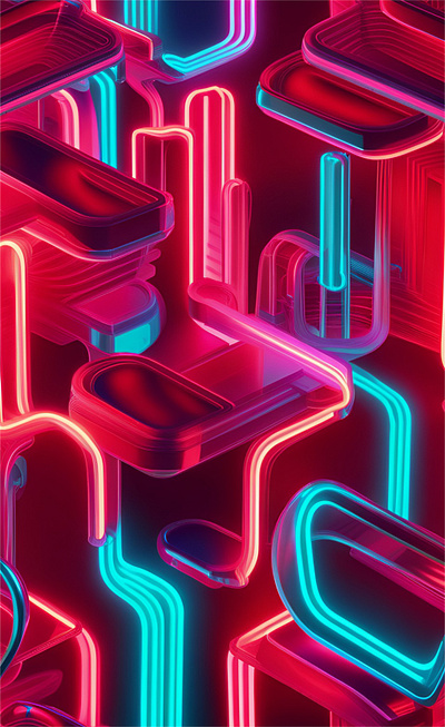 Neon Light Square abstract ai art background design neonlight