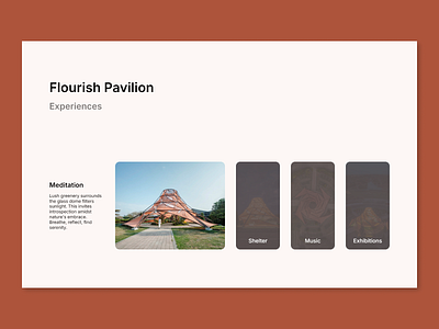 Conjecture 015: Experiences Section, Flourish Pavilion design framer design framer website ui ui design website design