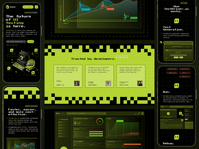 TestDriver AI - Web Design /Software Development and Automation/ ai automation branding design developer tools figma futuristic illustration modern pixel robot saas software tech testing ui ui testing web3 webdesign website