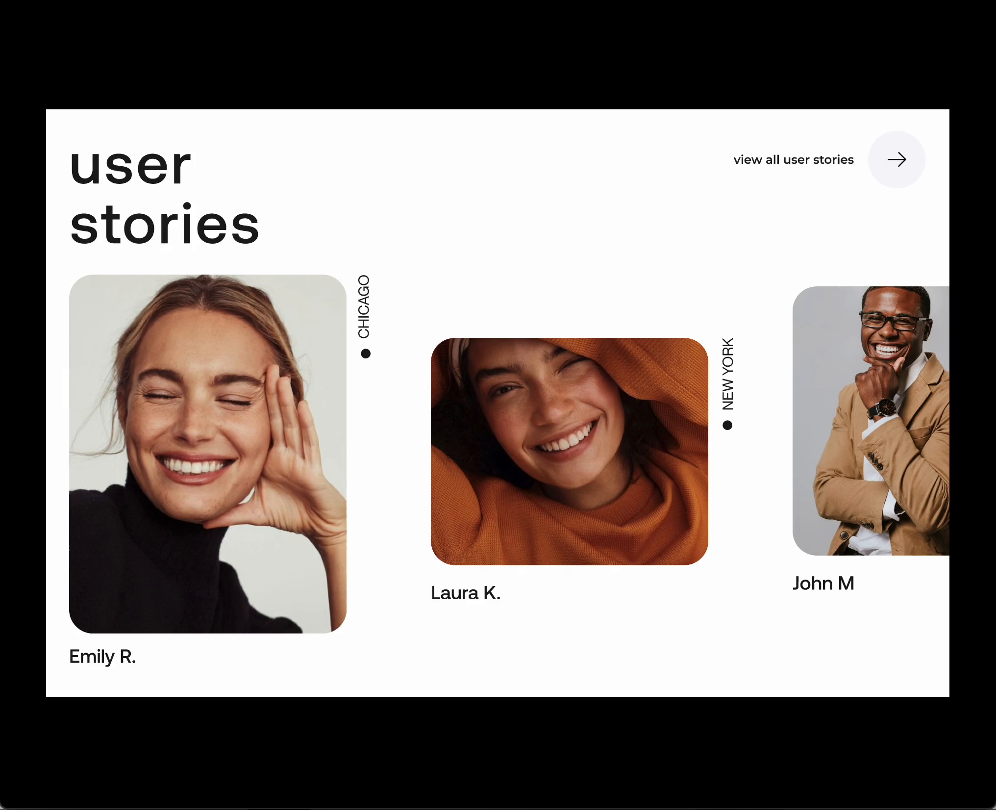 Example of user stories slider