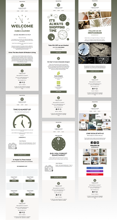 Email Designs for Clock Brand newsletter