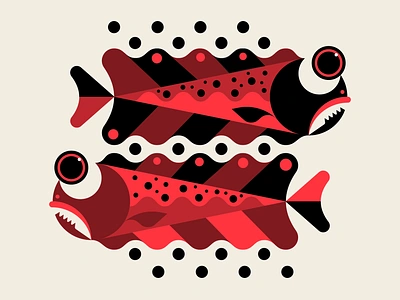 Spawn Patrol abstract black design fish geometric illustration messymod minimalism red vector