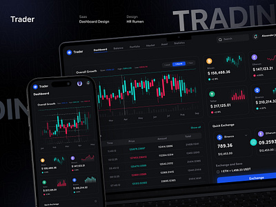 Trader - Trading Dashboard app design crypto crypto dashboard crypto design dashboard dashboard design design hr rumen minimal mobile app product product design saas trading trading dashboard trading design ui ux web app web app design