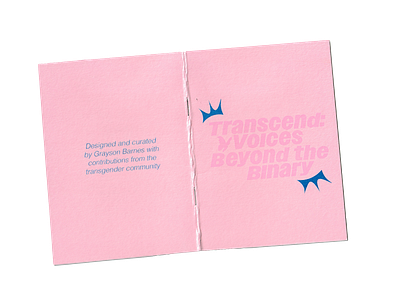 Transcend: voices beyond the binary booklet branding design graphic design illustration layout design riso printing typography vector