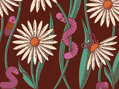 Vectober 01 // Daisy bugs daisy flower illustration line art work