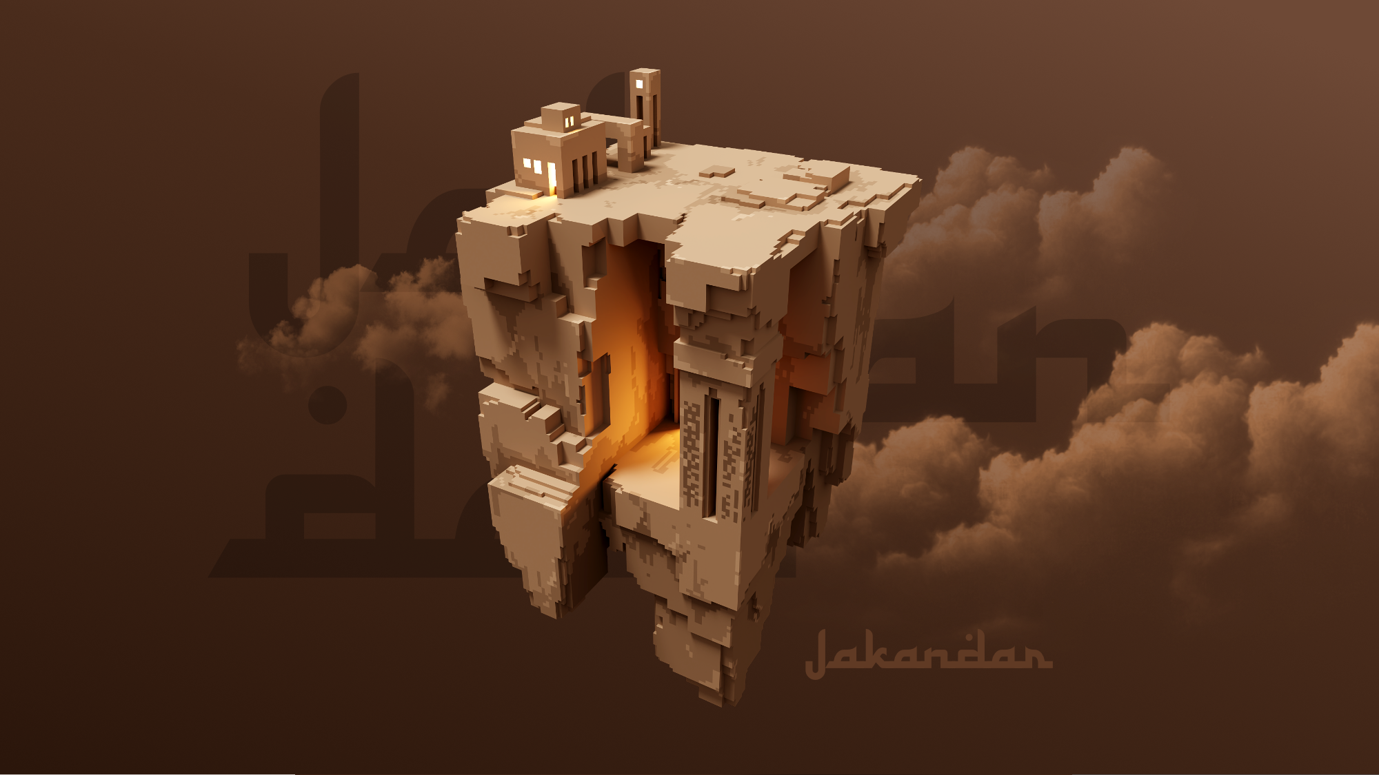 Jakandar 3d after effects blender brown egypt game art magicavoxel minecraft pixel rock vox voxel voxel art