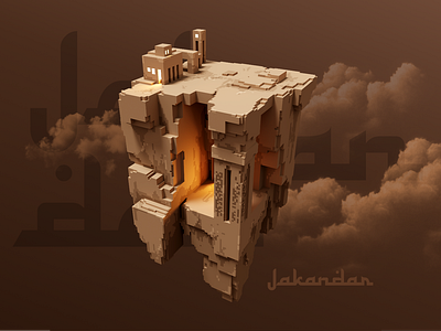 Jakandar 3d after effects blender brown egypt game art minecraft pixel rock voxel art