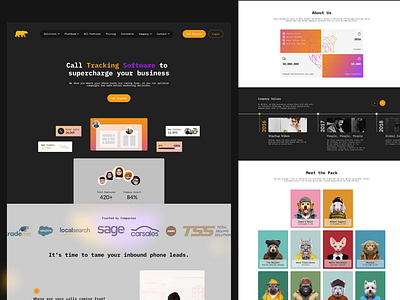 Call Tracking Software Website about us branding dark website landing page ui design web design website