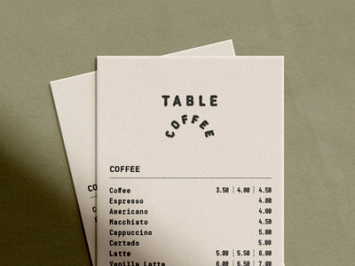 Table Coffee Menu brand identity branding cafe coffee coffee shop design graphic design logo menu design print design unto dust visual identity