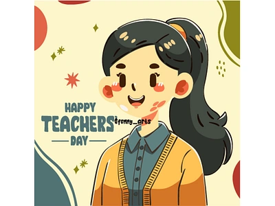 Hand Drawn Teachers Day Illustration book cartoon celebration classroom day education event greeting happy knowledge learning library professor reading school smile student symbol teacher tutor