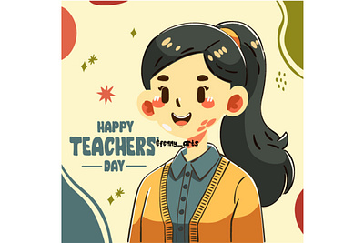 Hand Drawn Teachers Day Illustration book cartoon celebration classroom day education event greeting happy knowledge learning library professor reading school smile student symbol teacher tutor