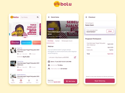 Simple and clean webinar registration, Hai bolu appdesign checkoutflow cleanui courseenrollment ecommercedesign interactiondesign minimaldesign mobileapp mobileui onlinelearning productdesign uiux userinterface uxdesign webinarapp