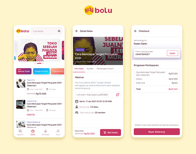 Simple and clean webinar registration, Hai bolu appdesign checkoutflow cleanui courseenrollment ecommercedesign interactiondesign minimaldesign mobileapp mobileui onlinelearning productdesign uiux userinterface uxdesign webinarapp