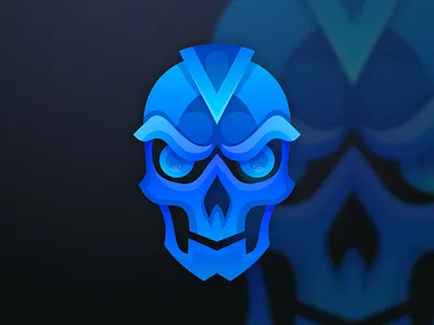 blue skull logo design game